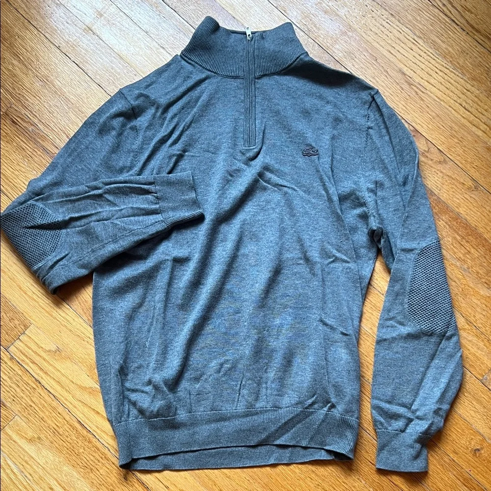Lacoste Men's Gray Zip-Up Sweater